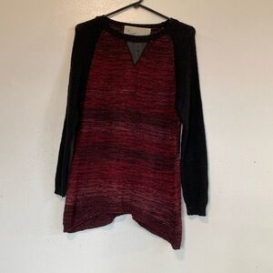 Curio long sleeve cotton with trim faux leather blended chunky knitted sweater S